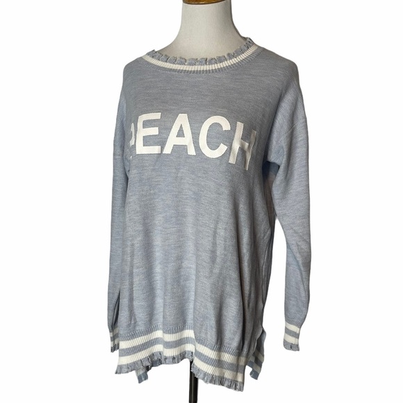 Caryn Vallone Blue/White “Beach” Fringe Sweater XS - Picture 8 of 16